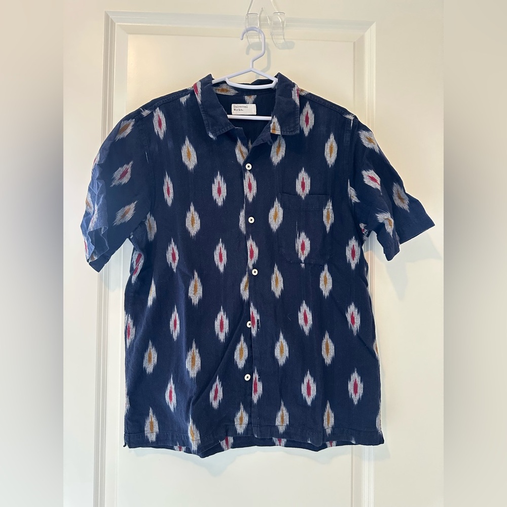 Universal Works Navy Ikat Shirt Medium